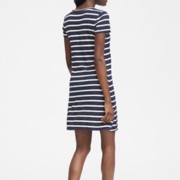 Banana Republic Twist Knot navy and white striped short sleeved tee dress size M - Picture 7 of 10